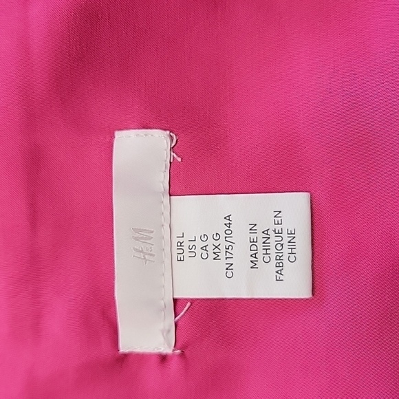 H&M Size L "Cerise" (Bright Pink) Satin Corset Top Adjustable Straps, Drape Neck - Picture 10 of 11